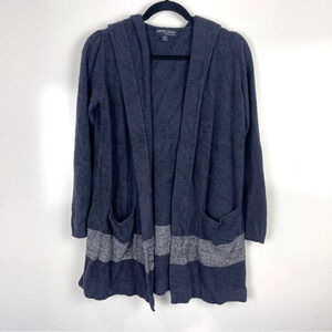 Barefoot Dreams Cozychic Navy Blue Hooded Open Front Cardigan Sweater XS/S